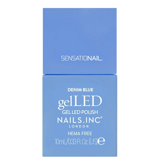 Nails.INC x Sensationail GelLED Gel Nail Polish, Denim Blue, Sky Blue, 0.33 fl oz