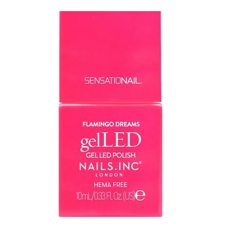 Nails.INC x Sensationail GelLED Gel Nail Polish, Flamingo Dreams, Neon Pink, 0.33 fl oz