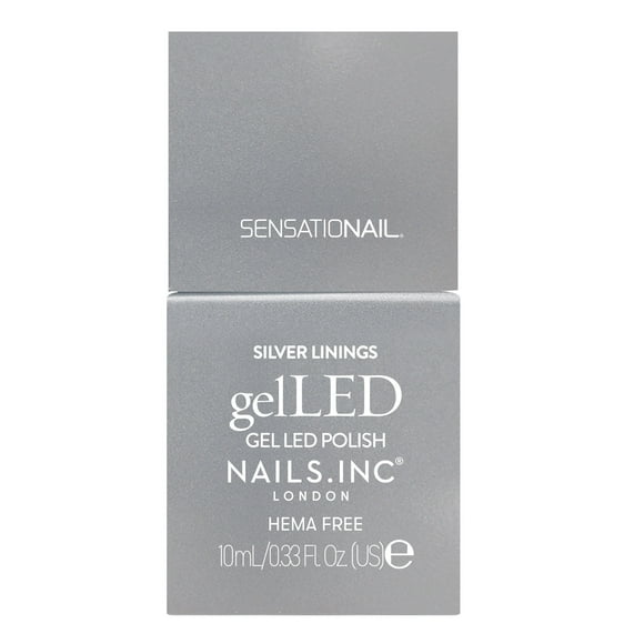 Nails.INC x Sensationail GelLED Gel Nail Polish, Silver Linings, Silver Chrome, 0.33 Fl Oz