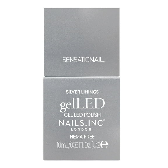 Nails.INC x Sensationail GelLED Gel Nail Polish, Silver Linings, Silver Chrome, 0.33 fl oz