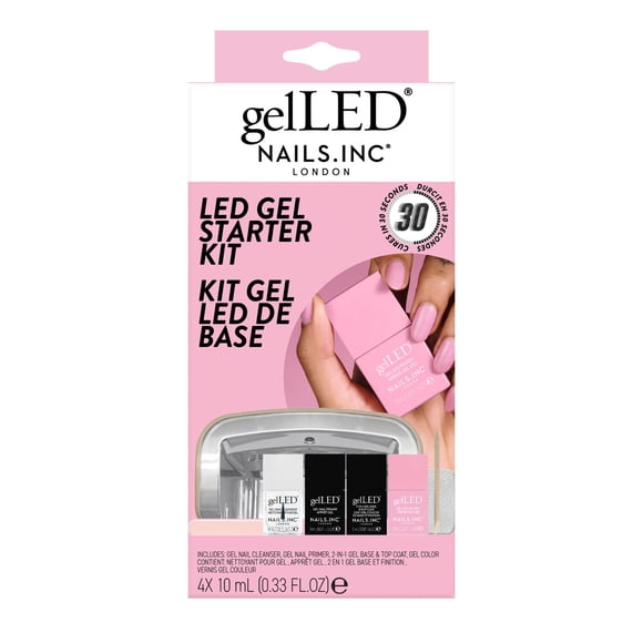 Nails.INC GelLED LED Gel Starter Kit, Cures In 30 Seconds, At-Home Set