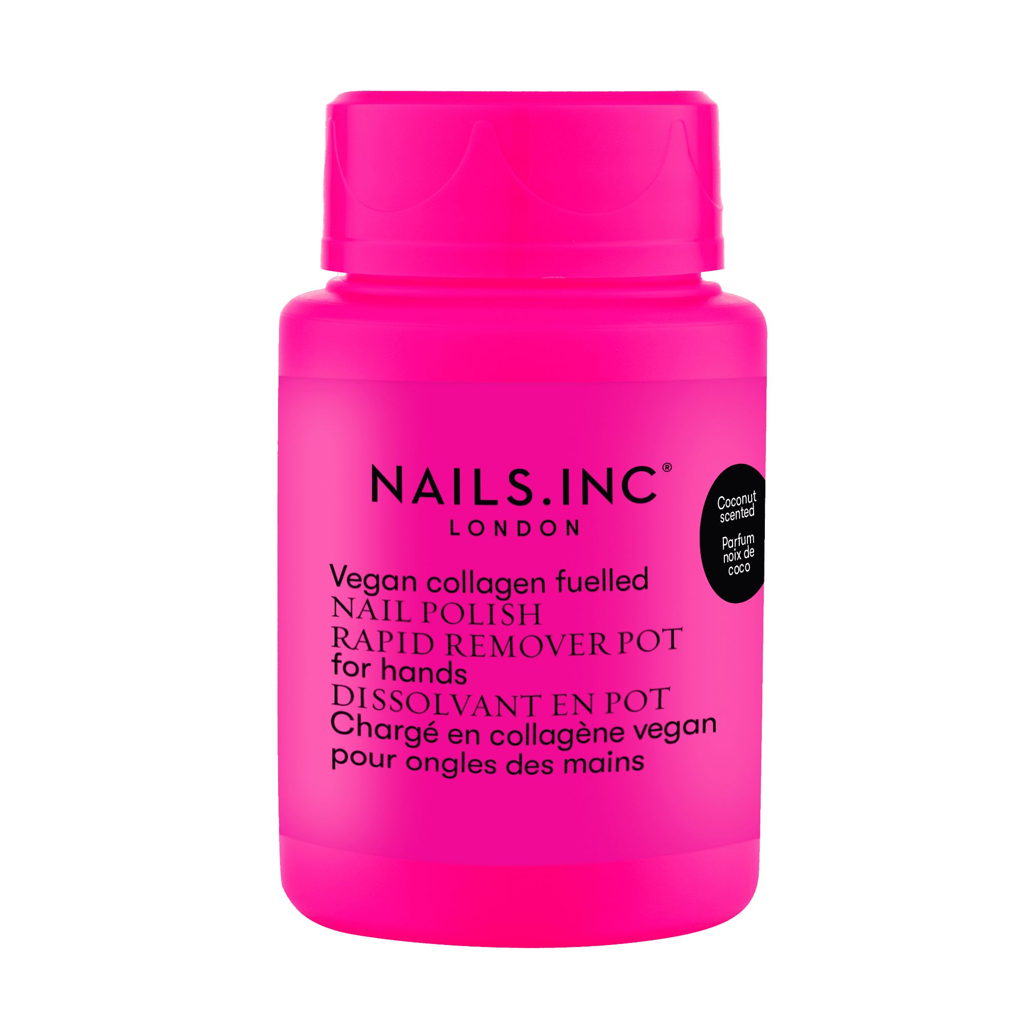 Nails.INC Vegan Collagen Fueled Coconut Scented Nail Polish Rapid Remover Pot for Hands, 1.69 fl oz