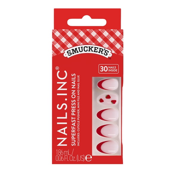 Nails.INC x Smucker's Superfast Press On Nails, Strawberry Design, 30 False Nails