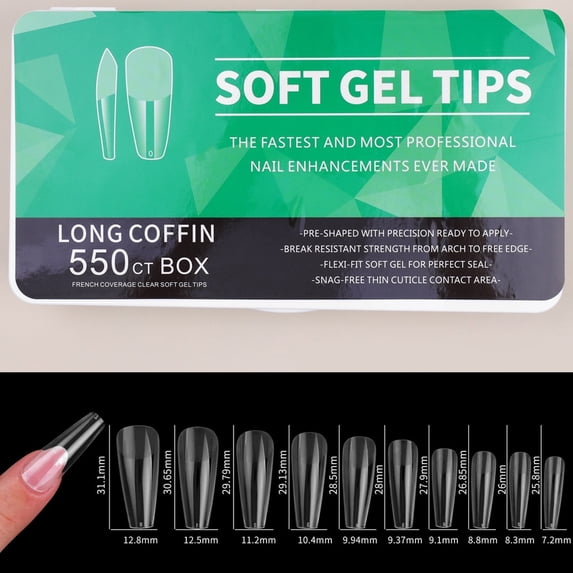 Nails Porcelain White Long Drop Almond Non Abrasive Thin Nail Tips for Gorgeous Manicures Without Scrubbing