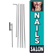 Nails Salon Beauty Spa Massage Advertising Rectangle Feather Banner Swooper Flag Sign with Flag Pole Kit and Ground Stake