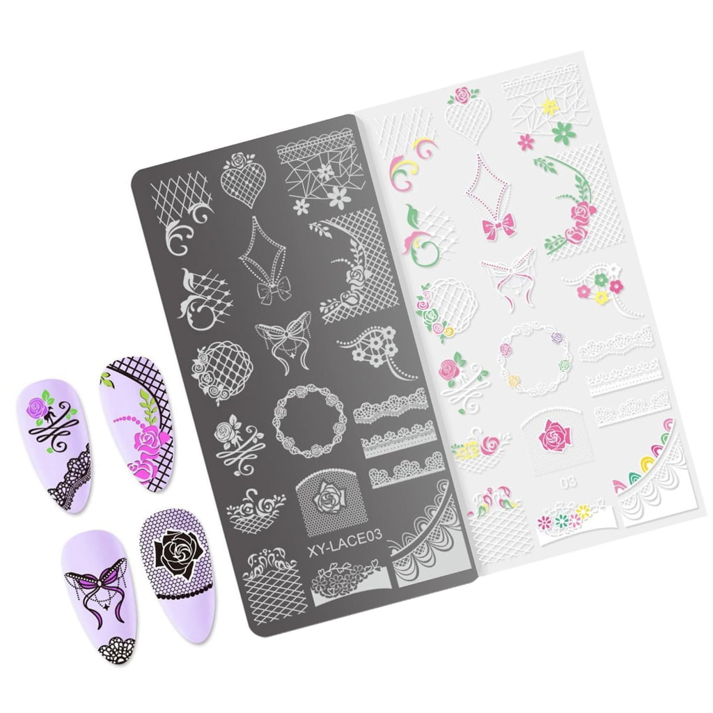 Triangular Nails Pattern Stamp Nails Stencil Stamp Flowers Nails Stamping Templates French Nails ...