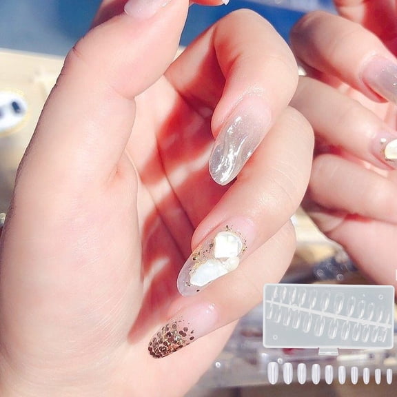Nails Transparent 120 Full Coverage Pressed On Nails DIY Practice Set for Nail Salon