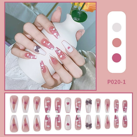 Nails White On Spicy Girl French Cloud Bowknot False Nail Patch Finished Drilling Products for Stunning Beauty