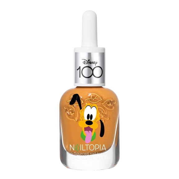 Nailtopia Bio-Sourced Chip Free Nail Lacquer Disney Collection Pluto - Superfood-Infused Polish - Chip Resistant Formula - Quick-Dry, Long Lasting Wear - Golden Creme - 0.41 oz