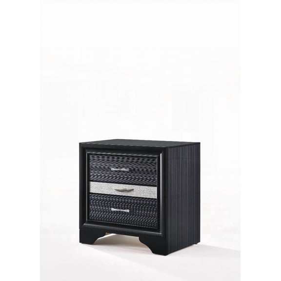 Naima Nightstand - Black Finish, Smooth Gliding Drawers