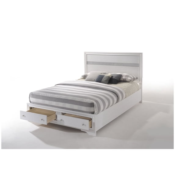 Naima White Finish Queen Bed W/Storage
