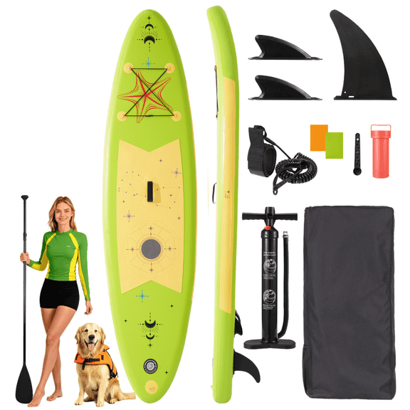 Naipo 10ft Inflatable Paddle Board Full SUP Accessories Beginner Stand Up Paddle Board 17 lbs Lightweight Enhanced Safety Features for Beginner Avocado Green
