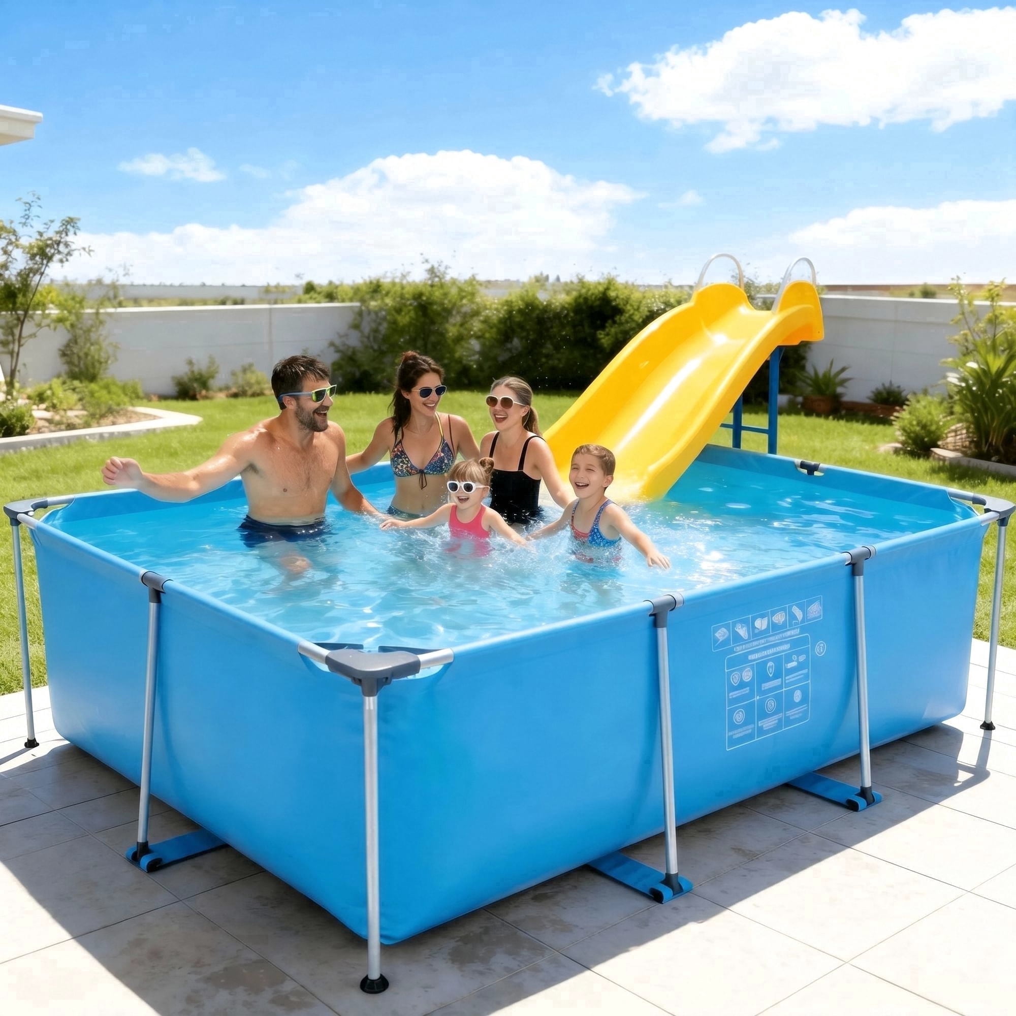Naipo 10ft Swimming Pool Rectangular Frame Above Ground Backyard