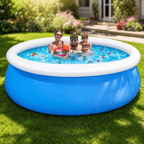 Naipo 10ft x 28in Inflatable Swimming Pool Above Ground Family Pool for Kids & Adults Puncture-Resistant PVC, Quick Setup (Includes 2 Repair Patches)