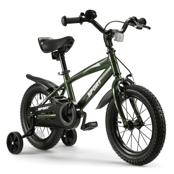 Naipo 14 in Kid Bike Green Children Bikes for Boys Girls Removable Training Wheels Bicycle