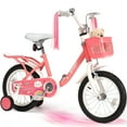thumbnail image 1 of Naipo 14Inch Kids Bike for 3 -8 Years Girls Boys  with Handbrake 14" Children Princess Bicycle with Training Wheels Basket Streamer Toddler Cycle Bikes Pink, 1 of 11
