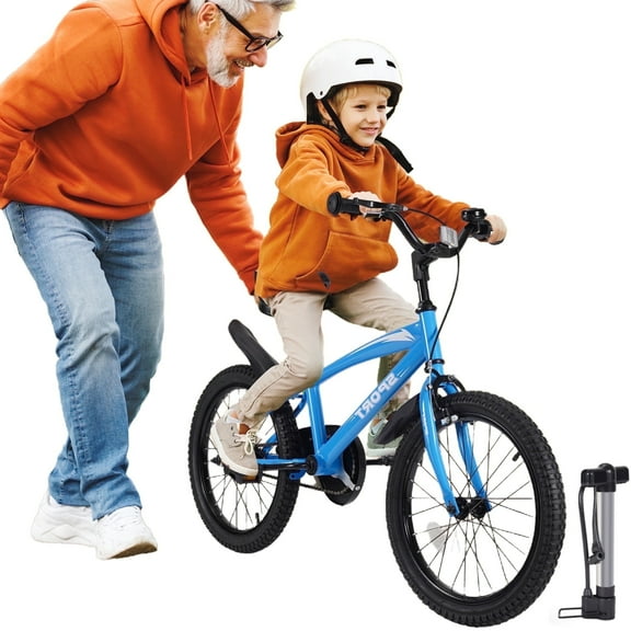 Naipo 18 Inch  Kids Bike Girls and Boys Blue Bicycles with Removable Training Wheels