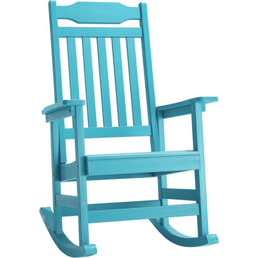 Naipo 1PC Patio Rocking Chair All-Weather, Oversized Porch Rocker Chair 400 lbs Weight Capacity, for Backyard, Fire Pit, Lawn, Garden, Outdoor and Indoor, Blue