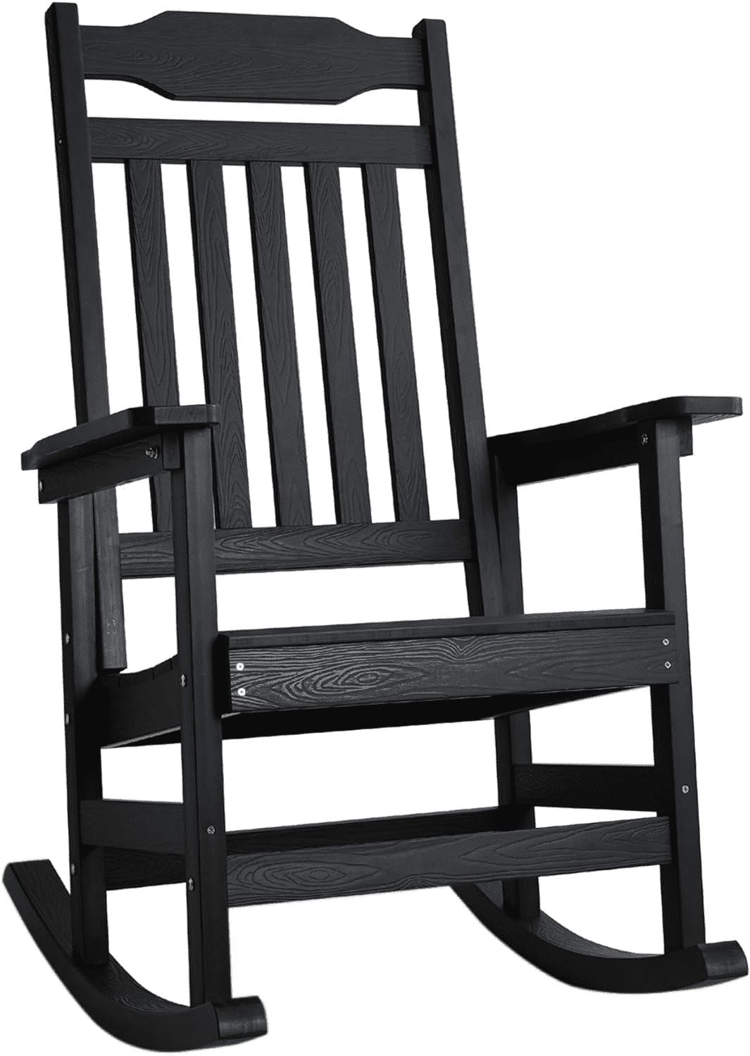 Naipo 1PC Patio Rocking Chair All-Weather, Oversized Porch Rocker Chair 400 lbs Weight Capacity, for Backyard, Fire Pit, Lawn, Garden, Outdoor and Indoor, Black