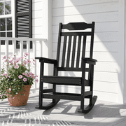 Naipo 1PC Patio Rocking Chair All-Weather, Oversized Porch Rocker Chair 400 lbs Weight Capacity, for Backyard, Fire Pit, Lawn, Garden, Outdoor and Indoor, Black
