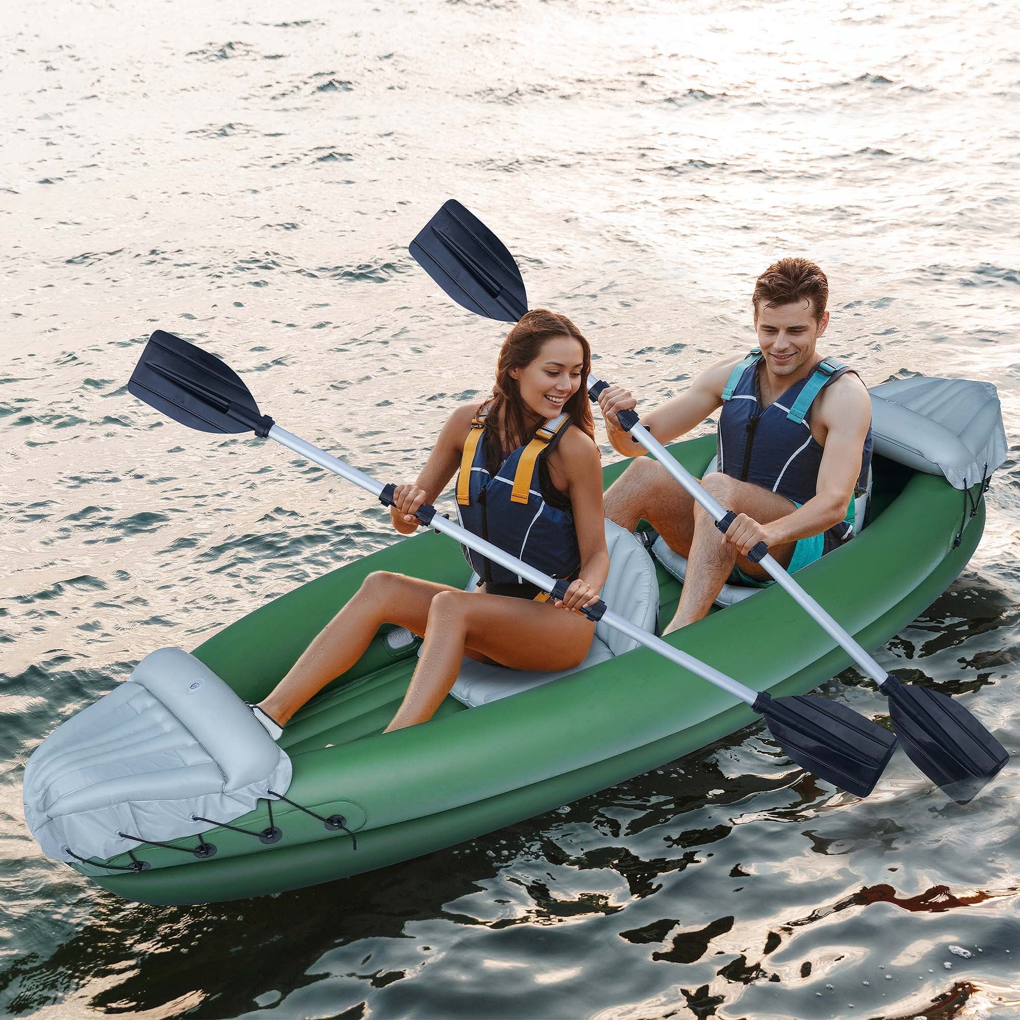 Naipo 2 Person Inflatable Kayak and Accessory Kit with 2 Oars for Lakes and Rivers