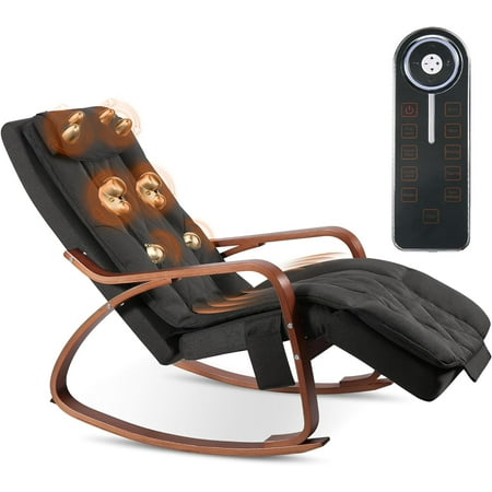 Naipo 2-in-1 Shiatsu Back Massager and Rocking Chair with Heat and Vibration Fuction, Electric Recliner Lounge with Remote Control, Adjustable Foottrest, Lumbar Pillow for living Room Bedroom Office