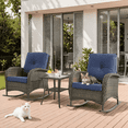 thumbnail image 1 of Naipo 3-Piece Outdoor Rocking Chair Set with Rattan Side Table - All-Weather PE Wicker Patio Furniture for Porch, Deck, Garden (Blue), 1 of 8