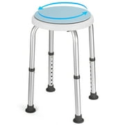 Naipo 360 Degree Rotating Shower Chair, Aluminum Swivel Bathtub Stool with Anti-Slip Rubber Tips, Tool-Free Assembly, Blue