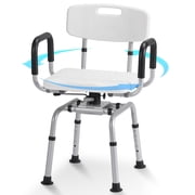 Naipo 360  Swivel Shower Chair for Elderly & Disabled - Adjustable Height Bath Chair with Armrests, Backrest & Non-Slip Seat - 300 lbs Capacity, White
