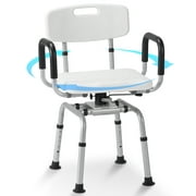 Naipo 360  Swivel Shower Chair for Elderly & Disabled - Adjustable Height Bath Chair with Armrests, Backrest & Non-Slip Seat - 300 lbs Capacity, White