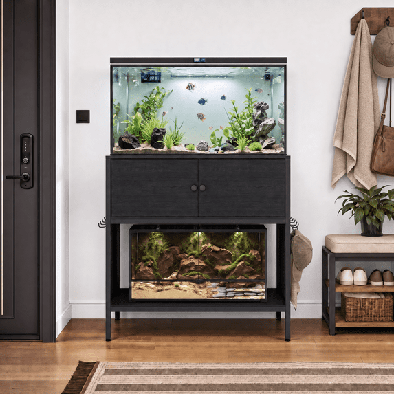 Naipo 40-50 Gallon Fish Tank Stand with Cabinet, 38" Heavy Duty Reptile Tank Stand, Turtle Tank Stand, Capacity 700 lbs, Adjustable Table Feet, Black