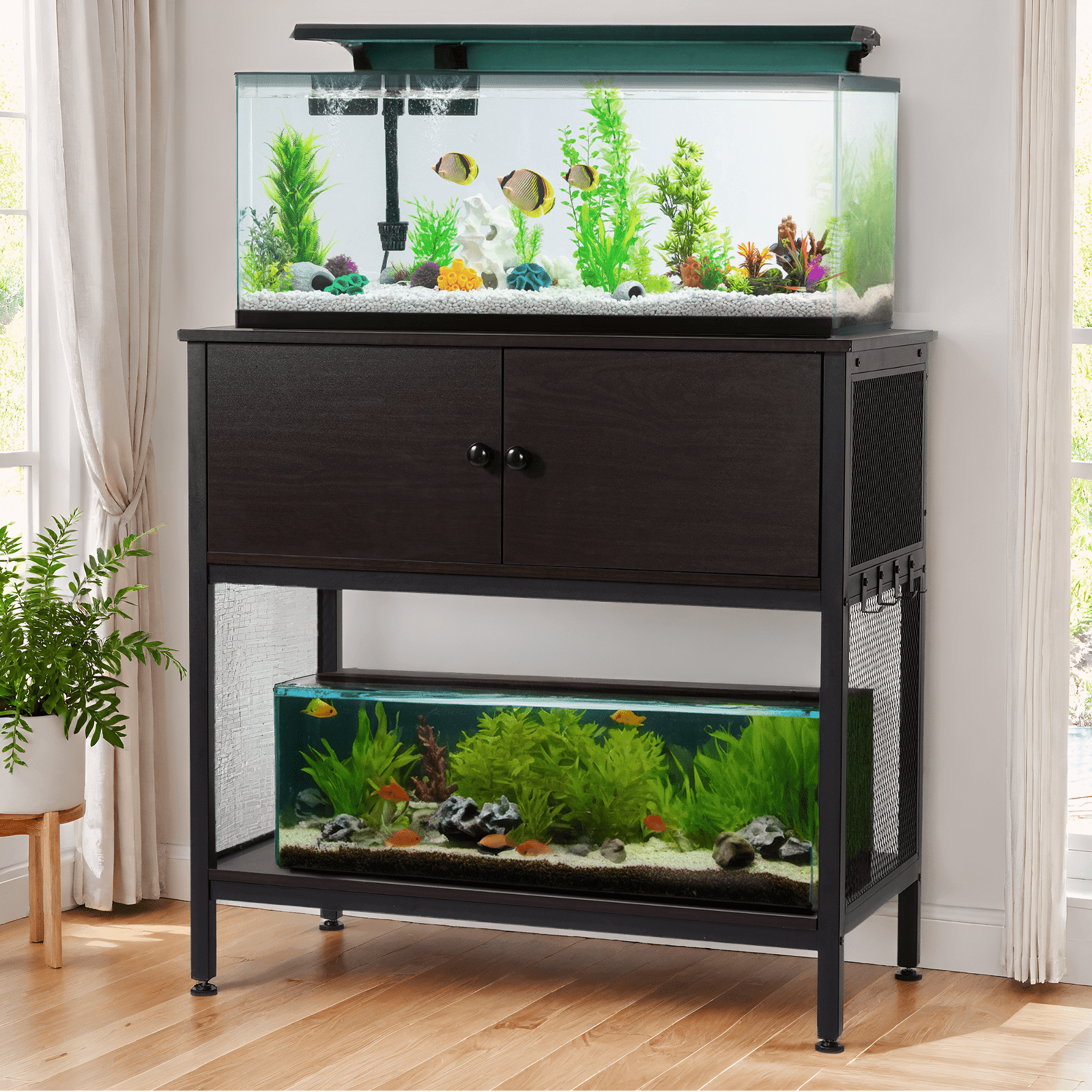 Naipo 40-50 Gallon Fish Tank Stand with Cabinet, 38" Heavy Duty Reptile Tank Stand, Turtle Tank Stand, Capacity 700 lbs, Adjustable Table Feet, Brown