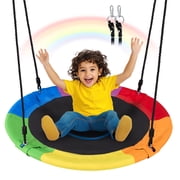 Naipo 40-inch Heavy-Duty Tree Swing Saucer for Kids & Adults   600 lbs Weight Capacity, Waterproof Oxford Nylon Rope, Detachable Design, Indoor & Outdoor Backyard Playground Swing Set