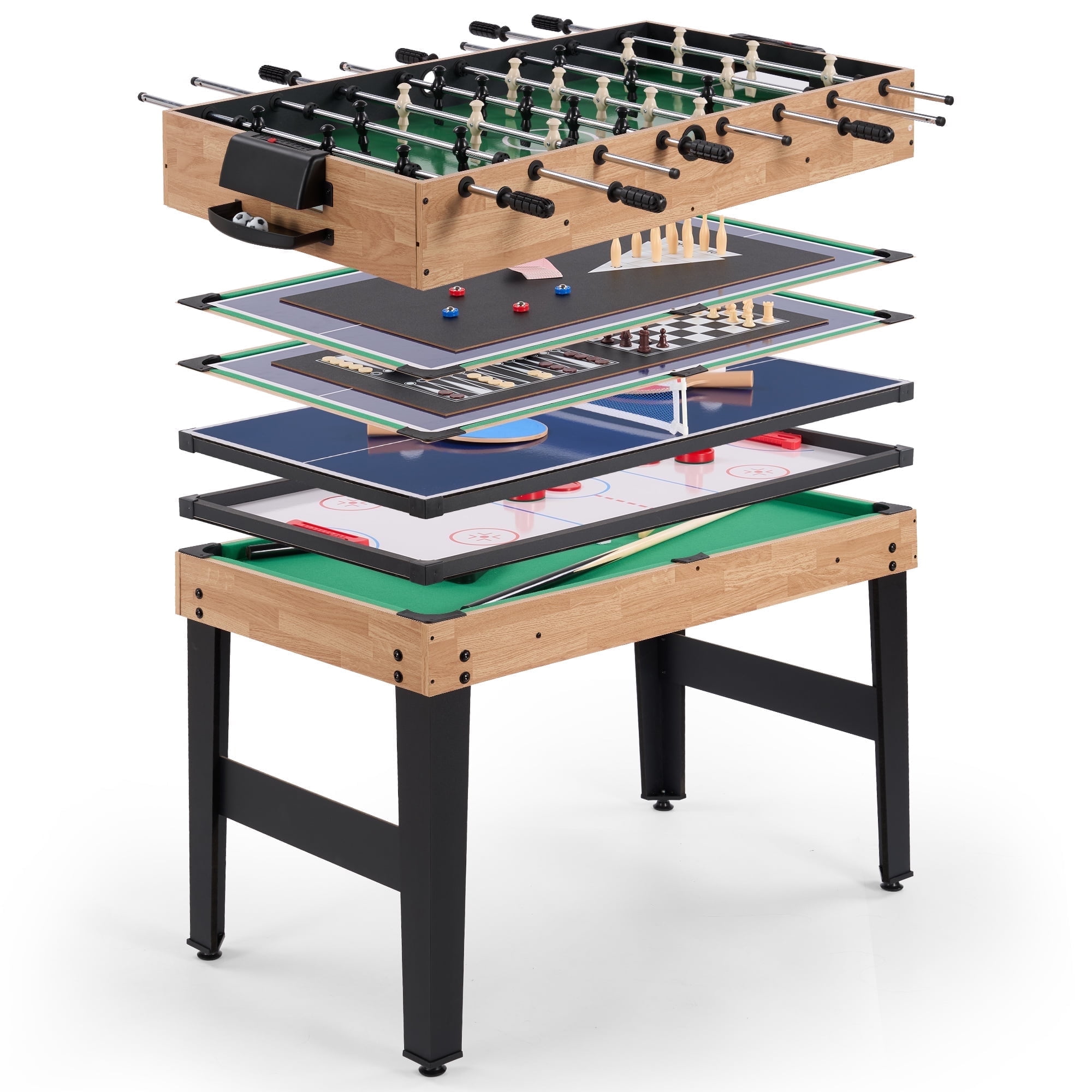 Naipo 48 10-in-1 Combo Game Table Set Multi Game Room Table w/Air Hockey, Foosball, Pool Gift for Friends Family