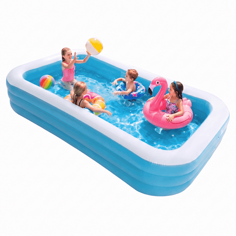 Naipo 95In Inflatable Swimming Pool Family Inflatable Pool Full-Sized Blow Up Pool Square Easy Set 95''*56''*22'' For Summer Play