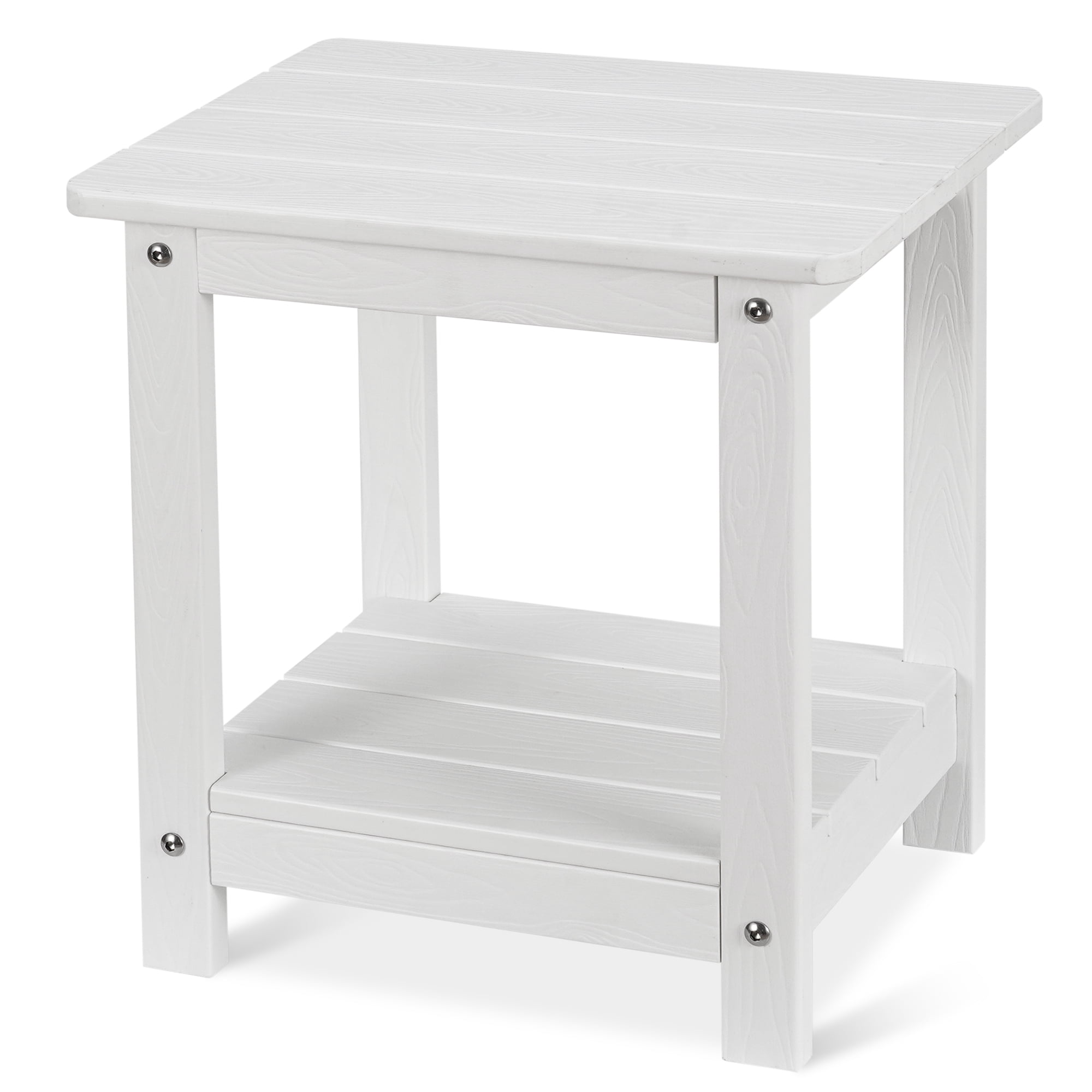 White Weather Resistant Polystyrene Outdoor Rectangular Side Table