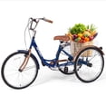 thumbnail image 1 of Naipo Adult Tricycle 7 Speed Trikes 3 Wheel 26'' Bikes for Adults, Trike for Women Men, Rear Removable Wheeled Baskets - Seniors & Commuters, 350 lb - Blue Brown, 1 of 10