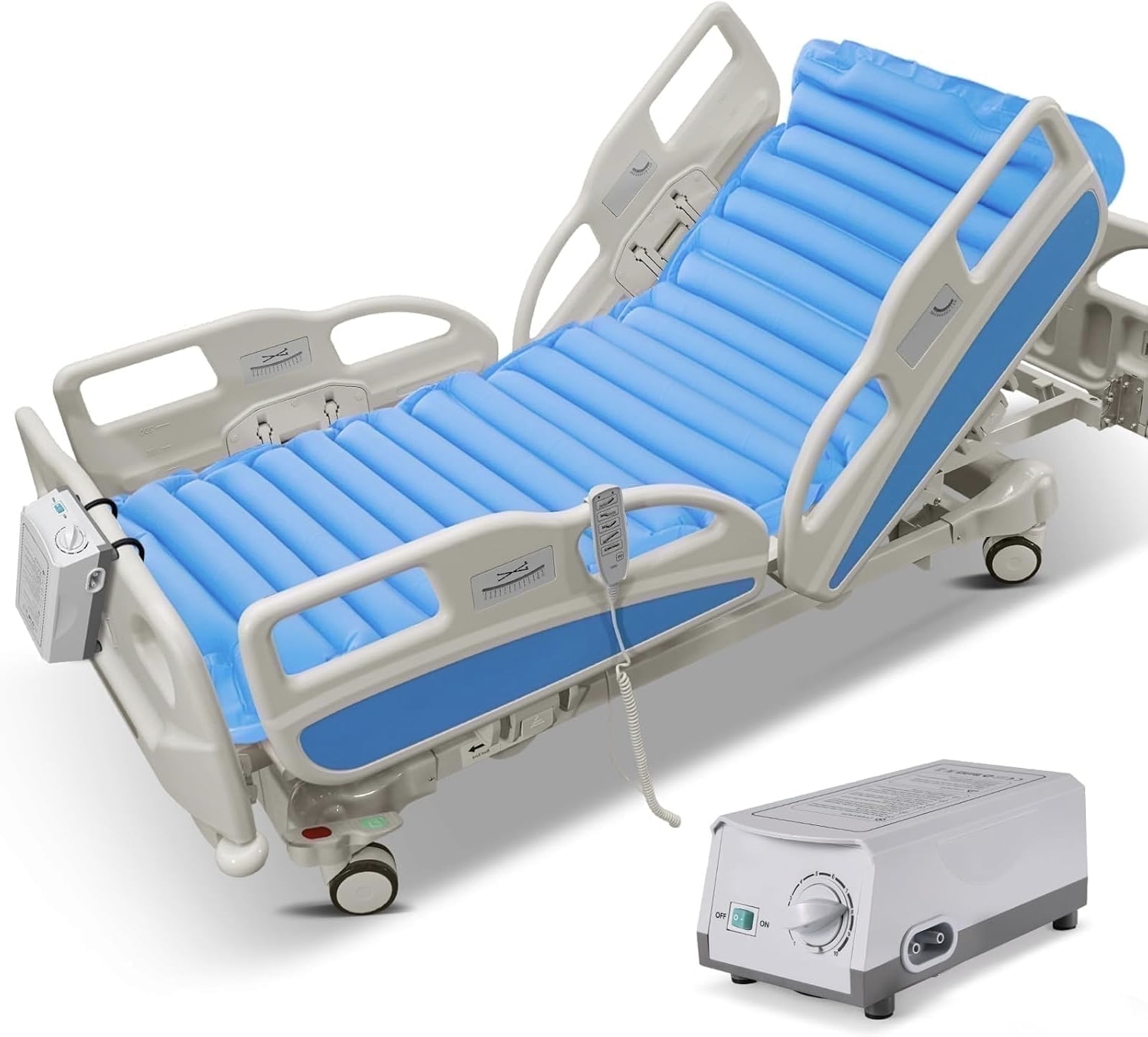 Naipo Alternating Air Pressure Mattress Pad for Hospital Bed and Home Use, Medical Grade Relief Ulcer Bed Sores Air Mattress with Pump, Blue