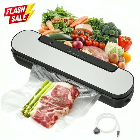 Naipo Automatic Vacuum Sealer Machine, 60KPa Food Saver, Compact Air Sealing System for Refrigerator Storage, External Canister Compatible