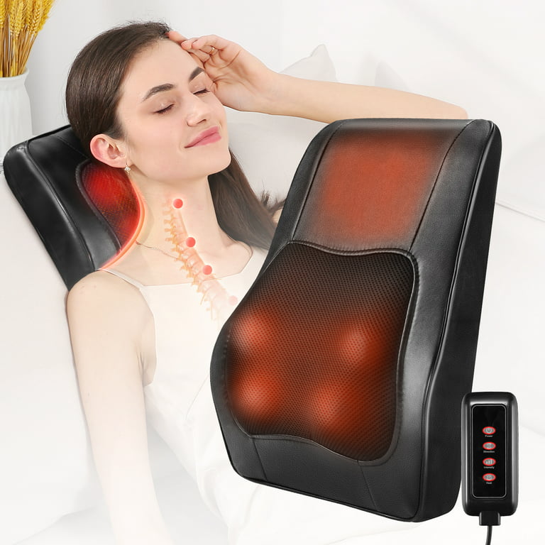 Back Massager Neck Massager with Heat,3D Kneading Massage Pillow