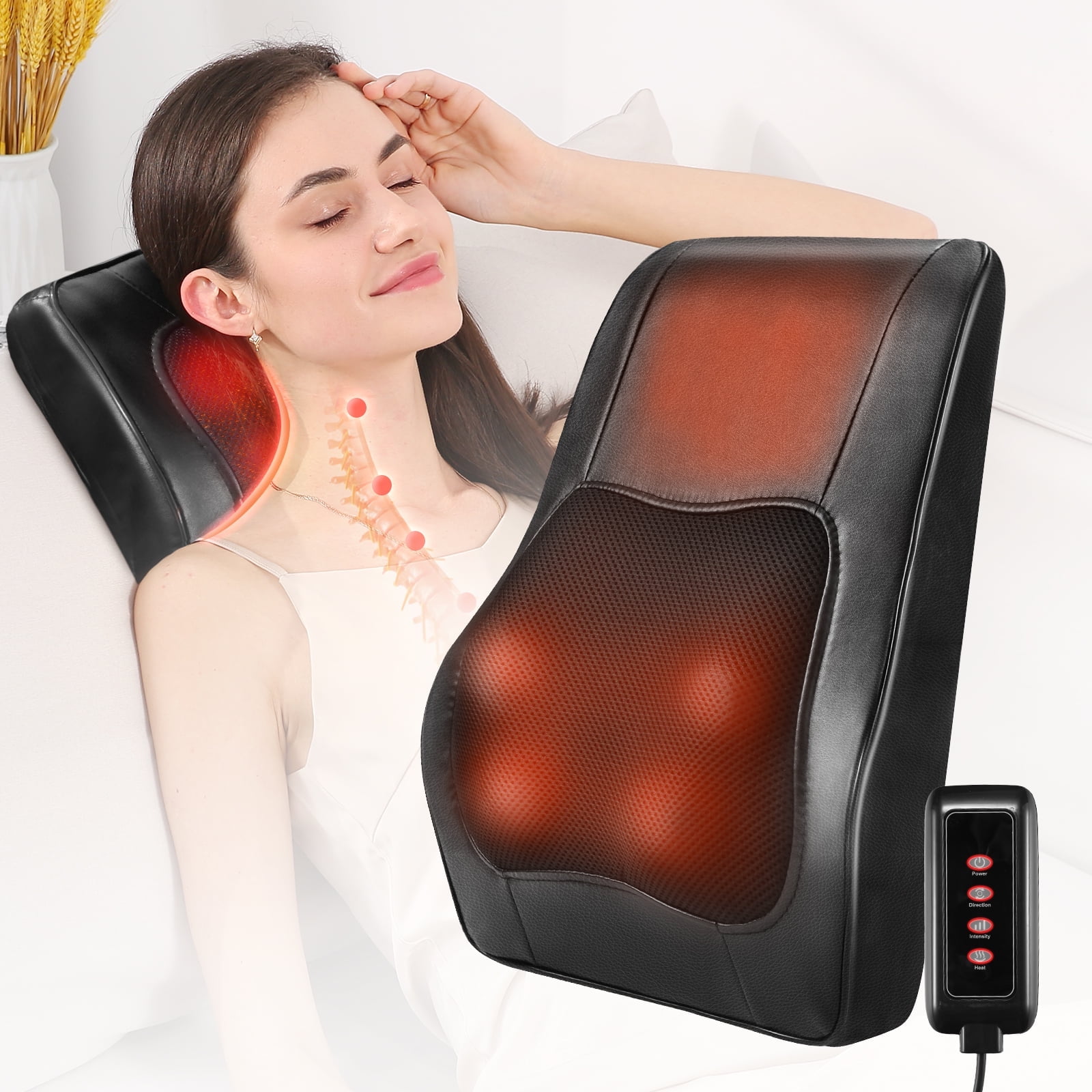 Naipo Back Massager with Heat Massagers for Neck and Back 3D Kneading Massage Pillow for Shoulder Leg Muscle Pain Relief Gifts for Mom Dad