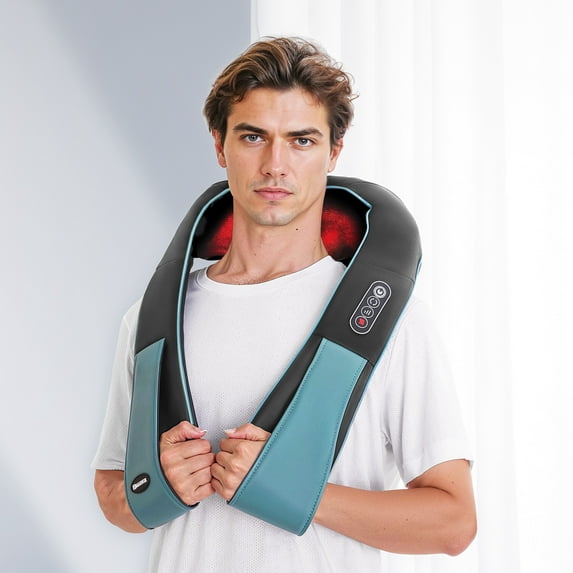 Neck Massager with Heat, Deep Kneading Massager for Full-Body, Gray