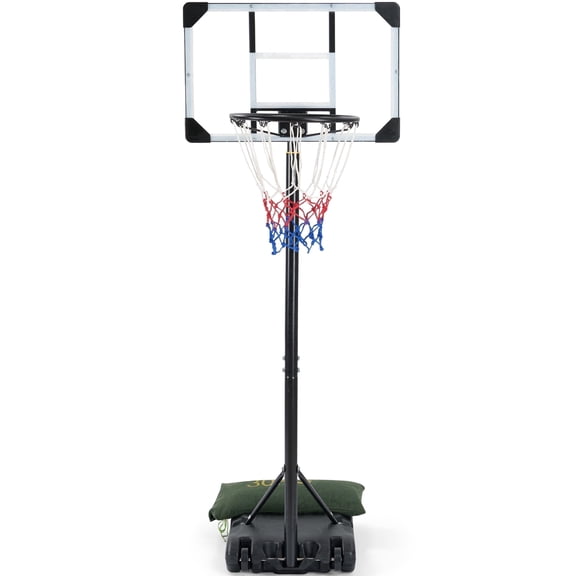 Naipo 28in Basketball Hoop Basketball Goal System Height Adjustable 5.1ft to 7ft Court for All Age Ranges Indoor Outdoor Use