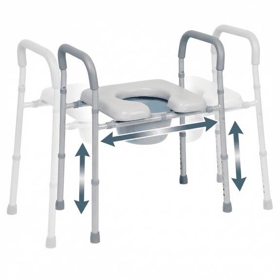 Naipo 3-in-1 Bedside Commode for Seniors, Portable Toilets for Adults 300lbs with Handles, Raised Toilet Seat with 7.5QT Bucket and Padded Seat