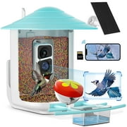 Naipo Bird Feeder, Camera for Automatic Bird Video Capture and Motion Detection, Solar-Powered Wireless Outdoor Device with 64G SD Card, Perfect Gift for Bird Enthusiasts
