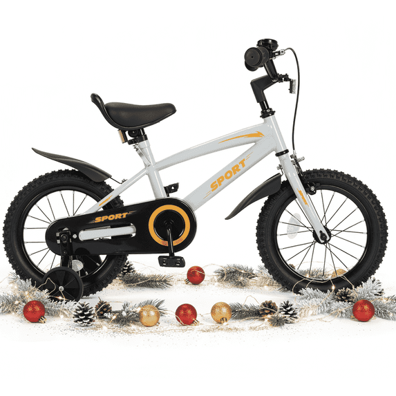 Naipo 12 in Kid Bike Boys and Girls Training Wheel Bicycle Gray Orange