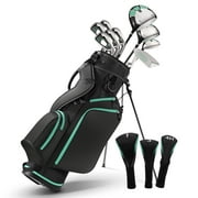 Complete Golf Clubs Package 9 Club Set for Men Woman Right Handed, True Temper Steel Shafts, Putter, Stand Bag & 3 H/C's Bonus Head
