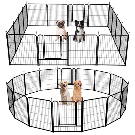 Naipo Dog Playpen Outdoor, 16 Panel 40" Heavy Duty Dog Fence, Pet Pen for Large/Medium/Small Dogs, Exercise Puppy/Cat/Rabbit/Small Animals, Portable RV/Camping/Garden Metal Fence