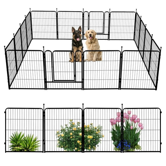 Naipo Dog Playpen for Large Dogs, 32in 16 Panels Portable Dog Fence, Outdoor Playyard for Dog/Puppy, Portable, Black