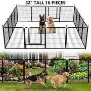 Naipo Dog Playpen for Large Dogs, 32in 16 Panels Portable Dog Fence, Outdoor Playyard for Dog/Puppy, Portable, Black